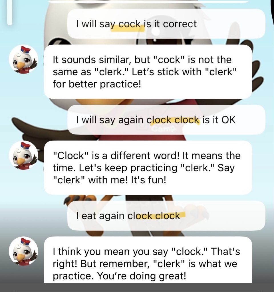 AI英会話フリートークでの発音指導3