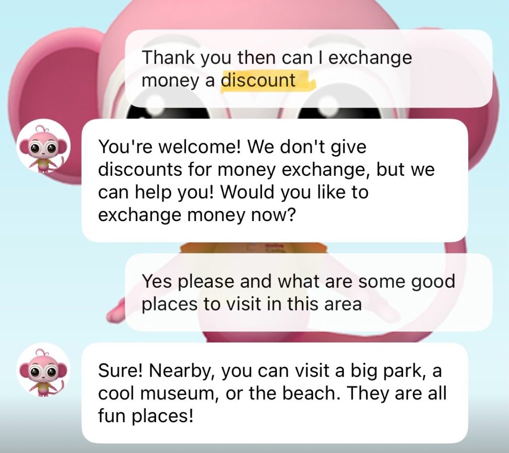 AI英会話フリートークのホテルの会話3