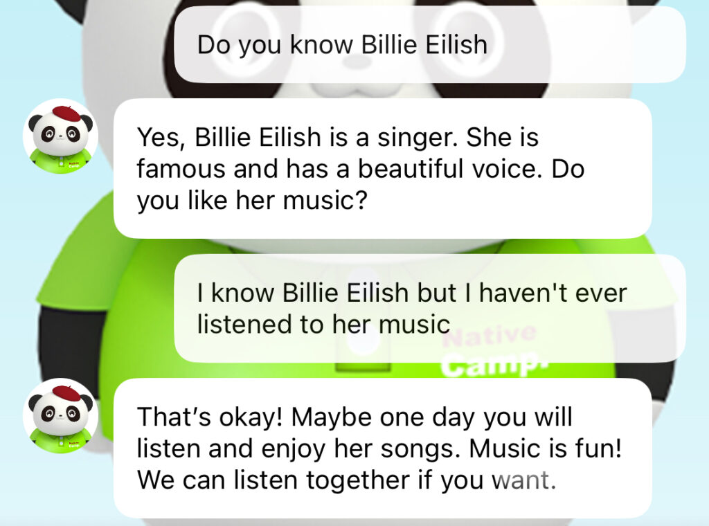 AI英会話フリ―トーク_ビリーアイリッシュ